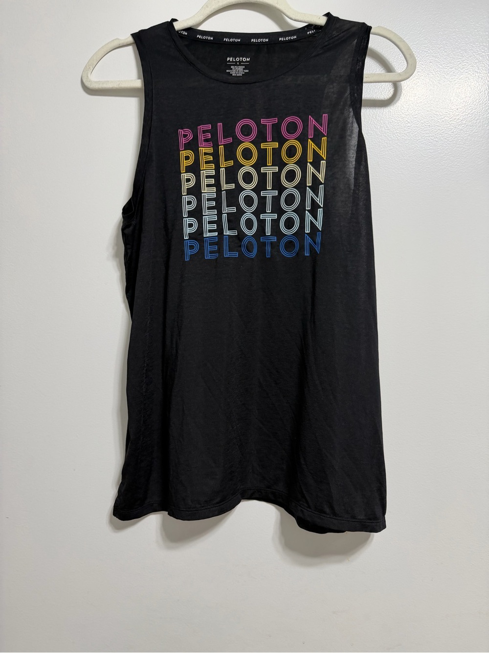 Peloton Women’s Black Muscle Tank with Multicolor Logo